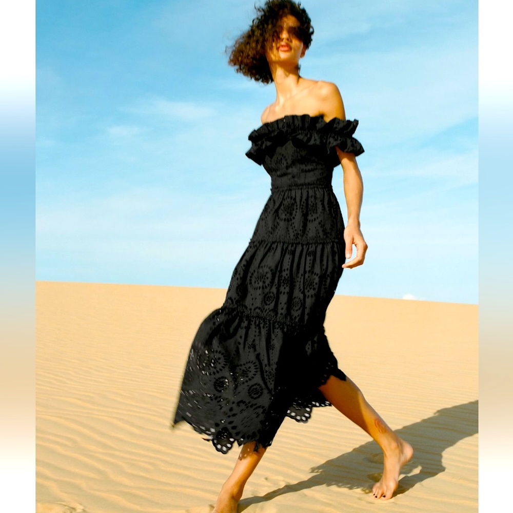 Zara embroidered midi dress